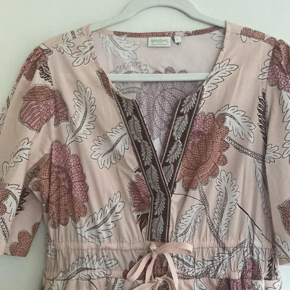 Spartina 449 Womens Midi Dress Size Large Meghan Floral Pastel Cottagecore - Picture 3 of 15